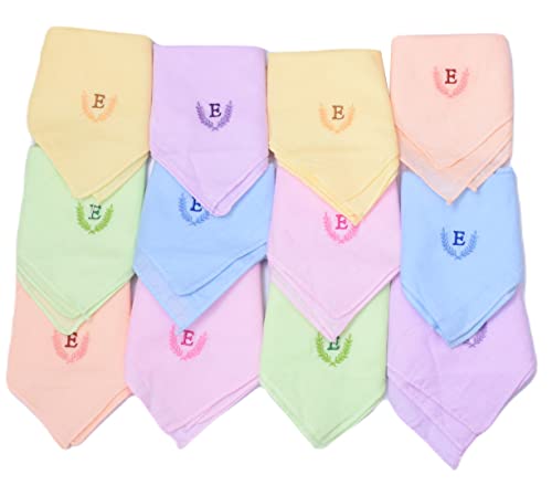 Image of ANTONIA Personalized Cotton Women's Handkerchiefs with Embroidered Initials, Assorted Colours (33 cm x 33 cm)