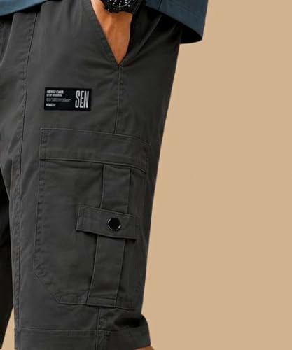 Image of Men's Cotton Twill Cargo Shorts, Regular Fit, Drawstring Waist, Mid Rise, Casual Style, 4 Pockets