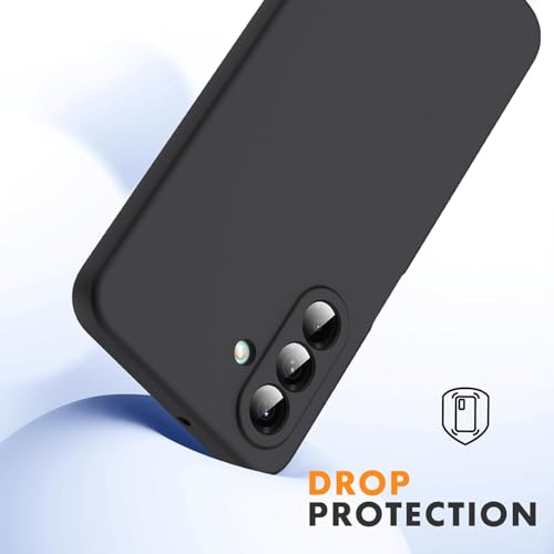 Image of DIZORO Microfiber Candy Case for Samsung A17 5G Smooth Touch Cushion Liquid Soft Silicone Gel Rubber Phone Cases Non-Slip Full Body Protective Shockproof Back Cover -Black