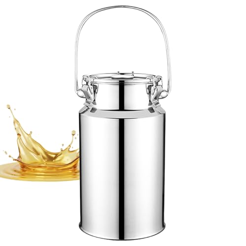 Seau robuste en acier inoxydable avec poignée de transport et couvercle scellé en silicone pour le stockage et le transport de liquides