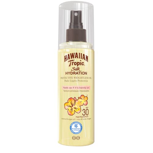 Hawaiian Tropic - Aceite protector solar Silk Hydration SPF 30 - Protector solar con fragancia de coco & arganda en formato de spray - 150 ml