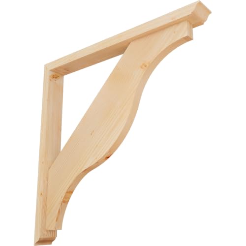 3 1/2"W x 32"D x 32"H Funston Traditional Smooth Bracket w/Offset Brace, Douglas Fir