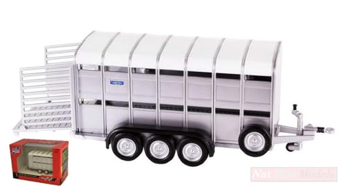 SCALE MODEL COMPATIBLE WITH CARRO BESTIAME IFOR WILLIAMS LIVESTOCK TRAILER 1:32 BRITAINS LC40710, Silver