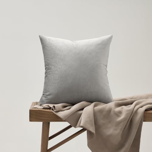 Image of GIGIZAZA Decorative Couch Throw Pillow Covers,Grey Square Pillow Cushion Covers 22x22,Pillow Cases Velvet Pillow Covers