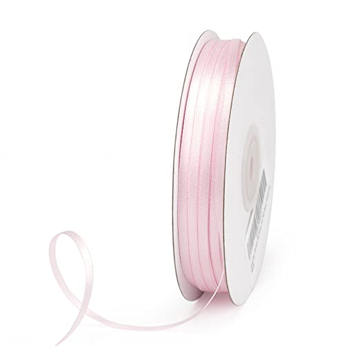 UnionJoy 1/8 inch Ribbon100 Yards Solid Double Face Satin Ribbon for DIY Gift Packaging Party Wedding Flowers, Hair Bows, Handicrafts, Sewing Christmas Wedding Baby Shower Decoration(Pearl Pink)