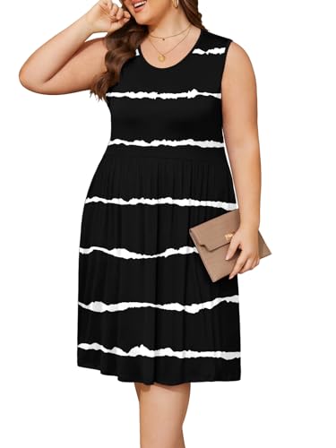 Image of DB MOON Womens 2026 Plus Size Tank Dresses Sleeveless Knee Length Sundress with Pockets