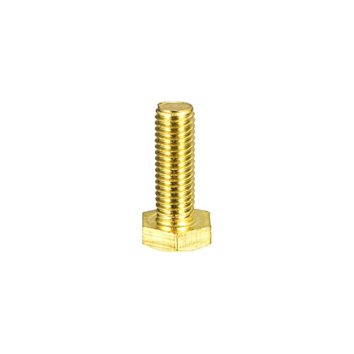Image of uxcell Brass Hex Bolts, M10x30mm 1pcs Fully Thread Grade 4.8 Solid Brass Hexagon Head Bolt Machine Screws for Machinery