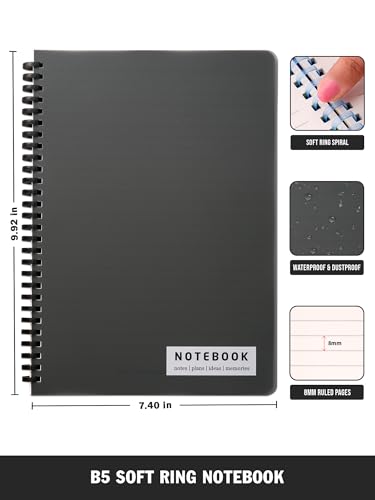 Image of DOODLE B5 Soft Ring Spiral Notebook (Pack of 4) | 160 Pages, 80 GSM Paper | College & Office Notebook for Writing, Journaling, Planning & Notes