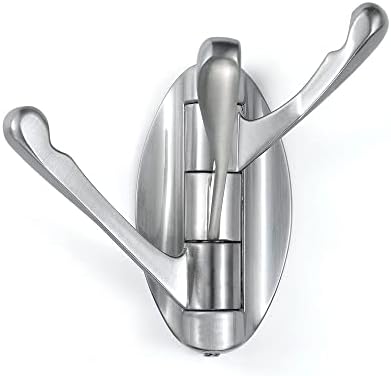 Swivel Robe Hook Foldable Coat Holder with Heavy Duty Folding Multi Three Triple Swing Arm Towel Rack Clothes Hanger for Bathroom Kitchen Garage Wall Mount Solid Metal Brushed Nickel