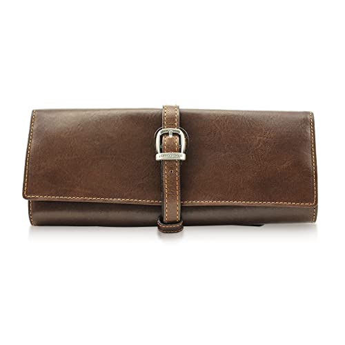 Tony Perotti Womens Grande Leather Jewelry Roll - Traveling Accessories Holder - Gifts For Travelers Holds Necklaces, Rings, Earrings, Watches, And More For Safe Traveling #TOP18