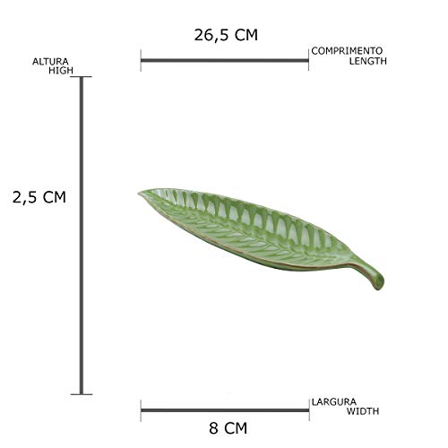 Folha de Cerâmica 26.4 x 8.1 x 2.7 cm, Lyor, Verde, Único