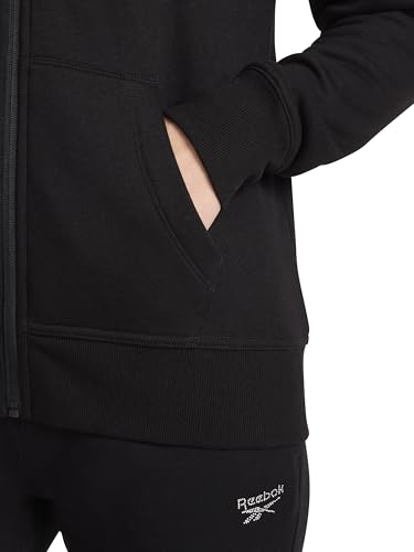 Reebok Women’s Rhinestone Full-Zip Hoodie, Standard Fit, Midweight Cotton-Poly Fabric, Black, Medium - image 5