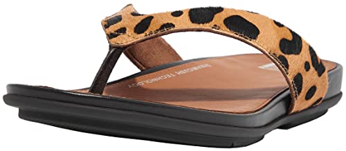 Fitflop Gracie Hair-On Leather Flip-Flops Sandals For Women - Leather Upper, Synthetic Outsole, And Comfortable Footwear Leopard 9 M (B) #TOP21