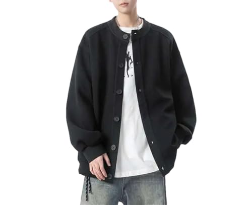 Men's Ribbed Knit Cardigan Button-Up Crewneck Sweater Soft Fabric Daily Outerwear