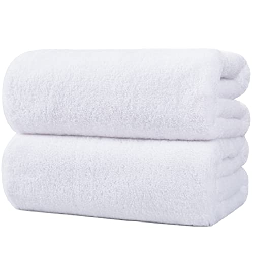 Polyte - 2 draps de Bain en Microfibres Premium - sèche Rapidement/ne Peluche Pas - Blanc - 88,9 x 177,8 cm