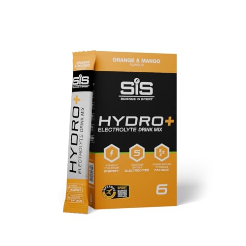 Science in Sport Hydro+ Electrolytes Powder Sachets with 5 Essential Electrolytes and Added Vitamins C, B6, and B12 for Hydration Drink | Orange Mango, Pack of 6 Sachets