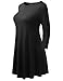 AMORE ALLFY Women's 3/4 Sleeve Round Neck Flare Hem Tunic Black XXX-Large