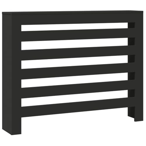vidaXL Cubierta de radiador Madera de ingeniería Negro 104x20x82 cm, Tapa de radiador, Cubierta Alta del radiador, Tapa de la válvula del radiador