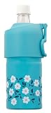 アトラス ペットボトルホルダー 花柄 水筒 保冷 ペットボトルクーラー 500ml 650ml 真空断熱 折りたたみ ハンドル 取っ手付き ボトルインボトル ブルー ABIB-EFBL