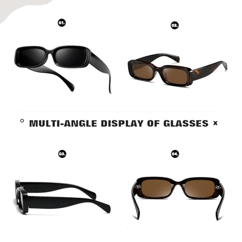 Thick Frame Sunglasses for Men Women Retro Driving Glasses 90’s Vintage Fashion Rectangular Frame UV400 Protection3