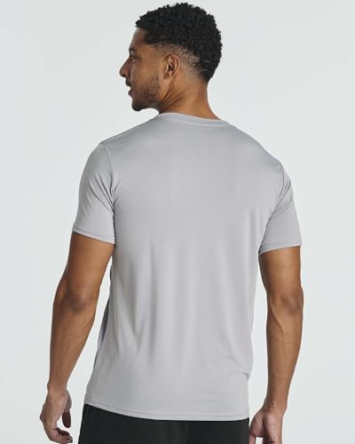 Real Essentials 5 Pack: Men’s Short Sleeve Dry Fit Active Crew Neck T Shirt - Athletic Running Gym Workout Tee Tops