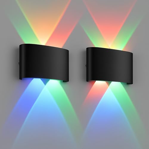Image of One94Store LED Outdoor Wall Light Pack of 2 | 4W Multicolor Up Down Wall Lamp | Aluminium Body, Rainproof & Shockproof, 2-Way Decorative Step /Pathway /Patio Light Fixture with 3 Month Warranty