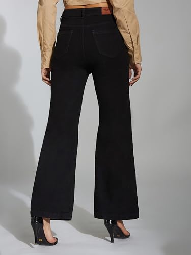 Image of Miss Chase Women's Wide-Leg High-Rise Regular-Length Stretchable Shaping Denim Jeans