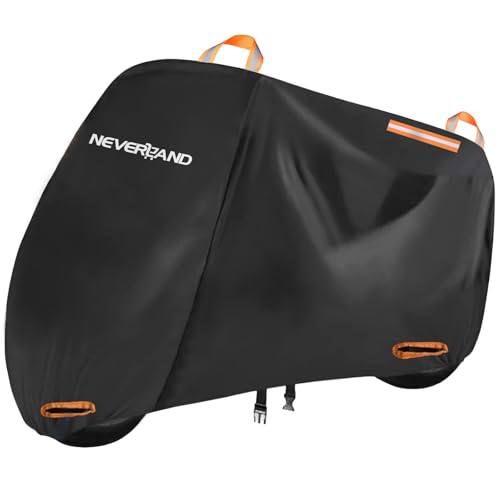 NEVERLAND Telo di Copertura Impermeabile per Moto, Telo Moto da Esterno Interno, 245 x 105 x 125 cm Tessuto Oxford 210D Telo Coprimoto Universale per Scooter Motorino Motocicletta Motocross (XL)
