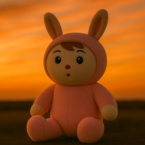 Image of Pink Bunny Baby Plush Toy for Kids Super Soft Stuffed Doll with Cute Character Face Bunny Ears Hood & Lying Body Perfect Birthday GiftBuddy Collectible Plush for Girls and Boys (30 cm)