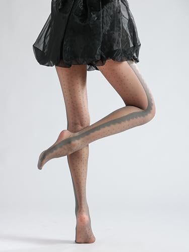 Image of Sahabowi Women Tights, Sheer High Waist Pantyhose, Vintage Control Top Stockings, Siwa7