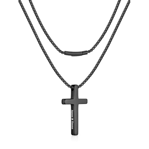 Custom4U Custom Necklace for Men Personalized Cross Necklace