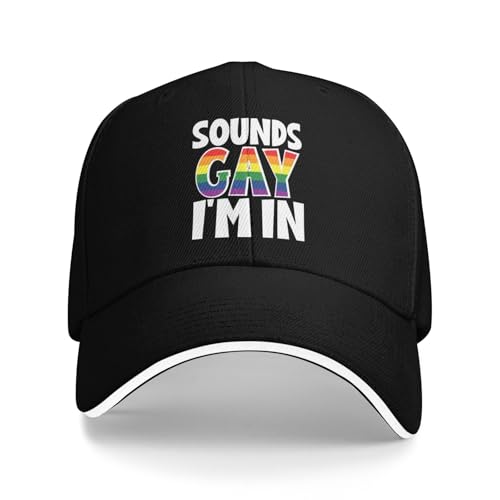 Sounds Gay I'm in Hat for Men Funny Baseball Cap Funny Birthday Gifts for Men, Black, One Size
