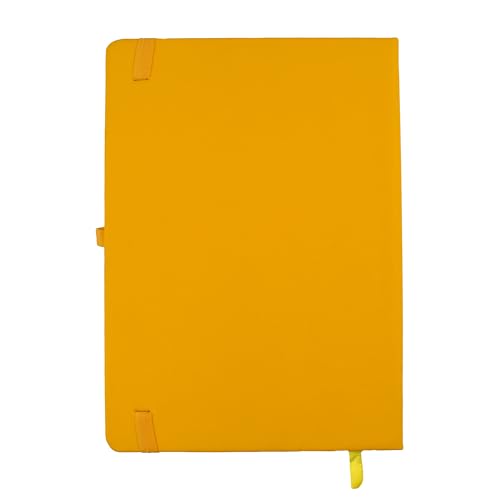 Image of Cubic Premium A5 PU Leather Hardbound Diary | Yellow Color | Elastic Closure | Built-in Bookmark | Pen Holder | Ideal for Work, Study & Journaling
