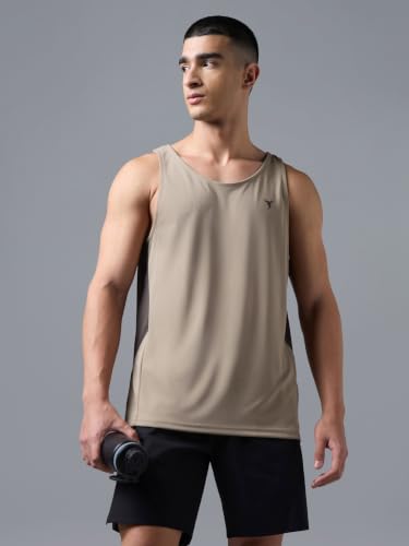 Image of TECHNOSPORT Men's Solid Slim Fit Scoop Neck Sports Innerwear Vest with TECHNOCOOL+ Quick Dry Anti Odour Anti Microbial 2 Way Stretch Soft & Smooth Activewear