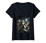 Photo Gallery donna boston terrier selfie ghosts haunted forest halloween dog maglietta con collo a v Photo Gallery donna boston terrier selfie ghosts haunted forest halloween dog maglietta con collo a v
