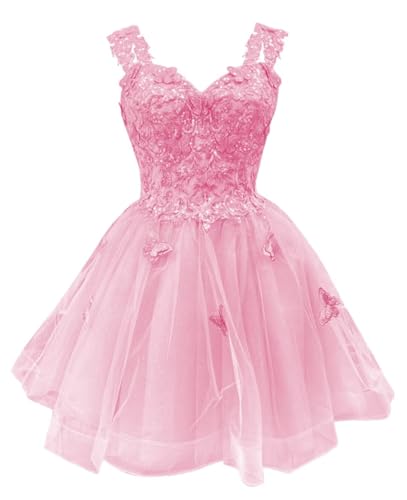 Image of Youjiayi 3D Butterfly Short Homecoming Dresses for Teens Off Shoulder DAMA Dresses for Quinceanera Glitter Sequin Prom Dress