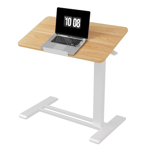 Image of FLEXISPOT H7 PRO Mobile Standing Desk Adjustable Overbed Table Pneumatic with Wheels 55Tiltable Portable Laptop Desk Rolling Computer Cart Foldable Bedside Table(27.6 inch W x 15.7 inch D, Maple)