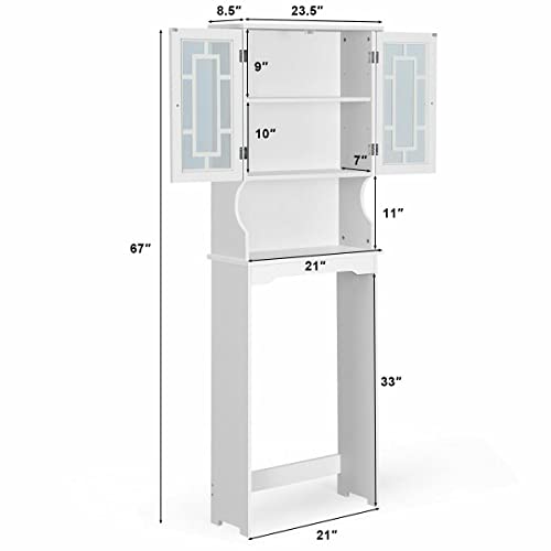 Giantex Over-The-Toilet Bathroom Storage Space Saver W/Adjustable Shelf And 2-Door Collect Cabinet Toilet Storage Organizer Rack (White) #TOP2
