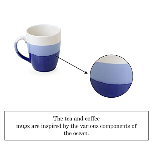 Image of ExclusiveLane 'Ocean Hues' Handcrafted Ceramic Coffee Mug Set of 2 (320 ML, Microwave Safe & Dishwasher Safe) - Ceramic Coffee Mugs For Tea Mugs Set Ceramic Mugs Milk Mug Pottery Mugs