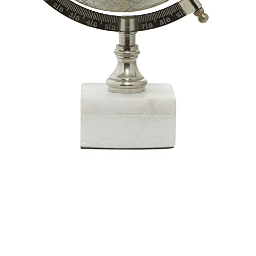 Deco 79 Iron World - Mappamondo Decorativo Con Base In Marmo, Misura S, Colore: Bianco - 7