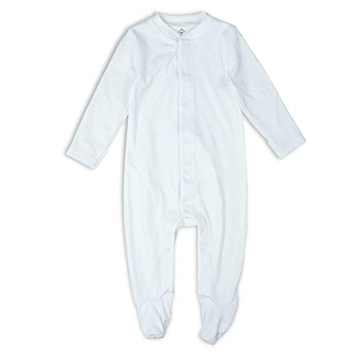OPAWO Baby Footed Pajamas with Mittens - Infant Girls Boys Footie Onesies Sleeper (White, 3-6 Months)