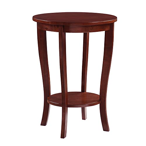 Convenience Concepts American Heritage Round End Table with Shelf, Mahogany