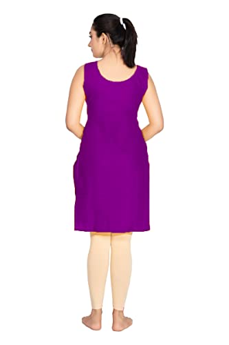 Image of Women's Cotton Long Camisole for Kurti /Suit Slip /Long Inner /Samij for Women Sameej /Knee Length Inner Wear /Sameez /Kurti Slip /Round Neck /Invisible
