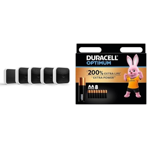 BlinkIndoor|Wireless,HDsecuritycamerawithtwo-yearbatterylife,motiondetection,two-wayaudio,Alexaenabled,BlinkSubscriptionPlanFreeTrial|4-CameraSystem + Duracell Optimum AA Batteries (8 pack) - Alkaline