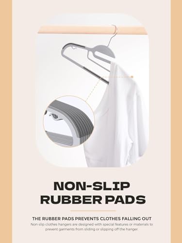 Image of HOUSE DAY Slim Plastic Hangers with Non Slip Rubber Pads, 30 Pack, Grey | Space saving closet organizer, heavy duty S-shape, rubber grip pads help keep shirts, suits, coats, pants, skirts in place