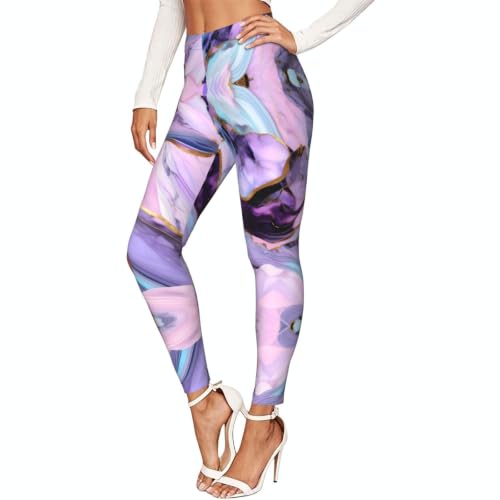 Leggings de mármol colorido pastel con compresión suave para mujer