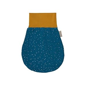 KraftKids Trappelzak mousseline gouden stippen op petrol voor de herfst/winter van mousseline katoen en warme fleece verkrijgbaar in twee maten