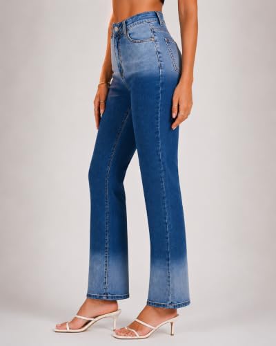 Image of GRECIILOOKS Women's High Waist Denim Jeans | Straight, Relaxed & Wide Leg Fit |Baggy Jean's for Woman | Casual Regular Length Fashion Wear