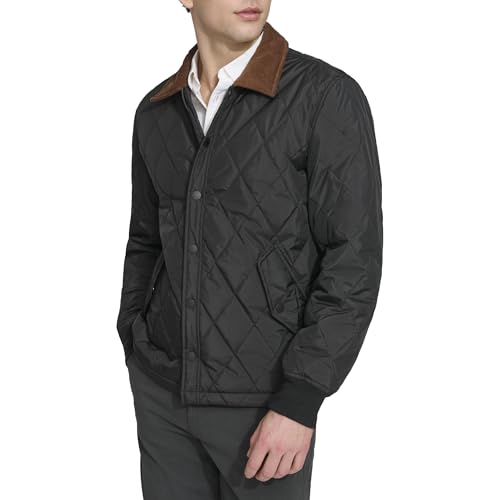 Image of DOCKERS Men's Diamond Quilted Jacket With Corduroy Collar