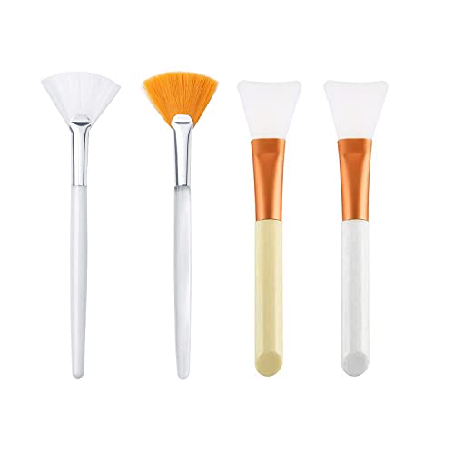 Fan Brushes Silicone Brushes For Facials, 4 Pcs Face Mask Applicator Brushes Makeup Skin Care Tools For Glycolic Peel Mud Mask Cosmetic #TOP22